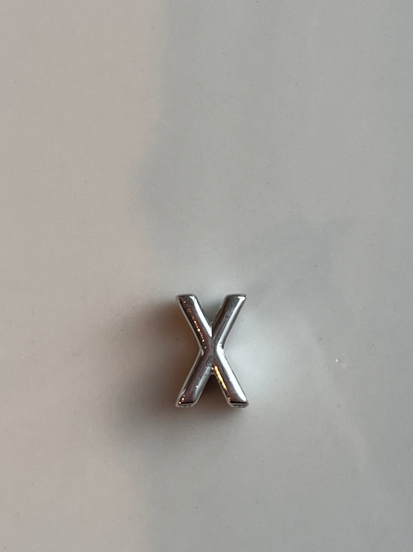 Inicial X en pasante para pulsera en plata 925 dos caras