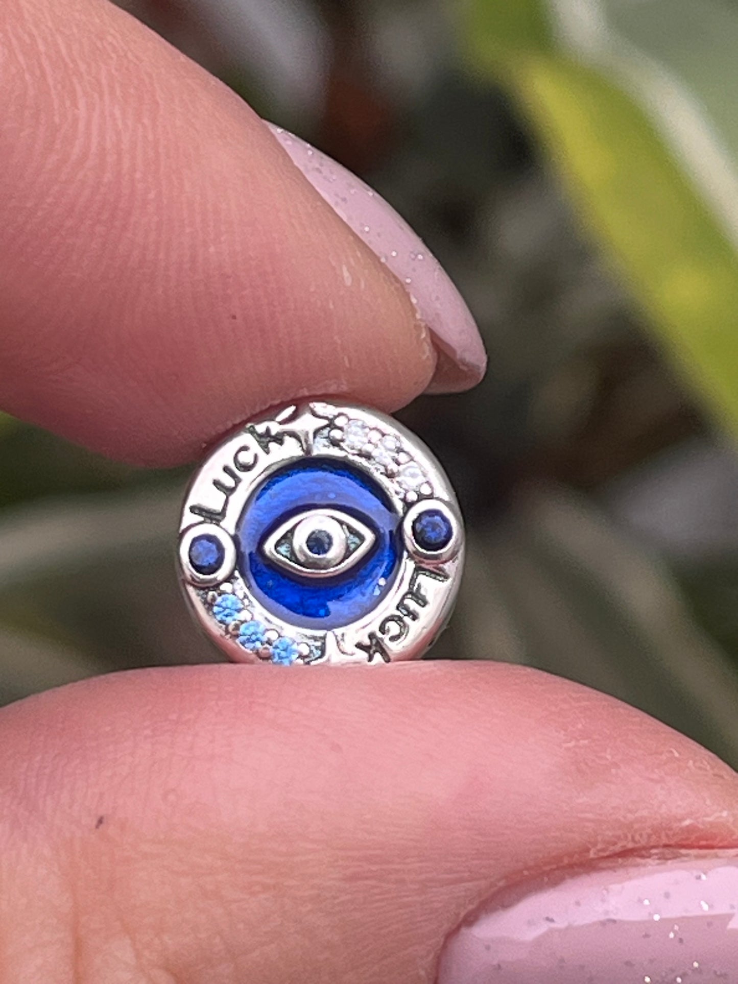 Charm ojo protector pasante frase grabada luck 🍀
