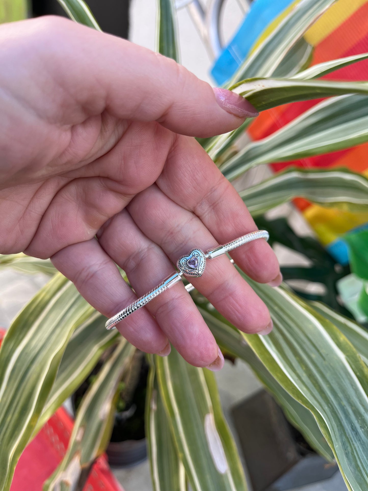 Pulsera cierre corazón con circonia 19 cm de largo