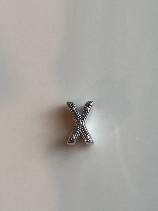 Inicial X en pasante para pulsera en plata 925 dos caras