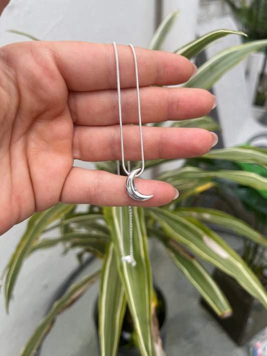 Cadena luna espejada regulable en plata 925