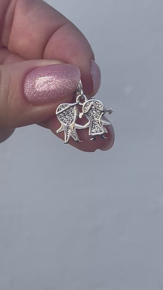 Charm hermanos 👧👦 en plata 925 y circonias