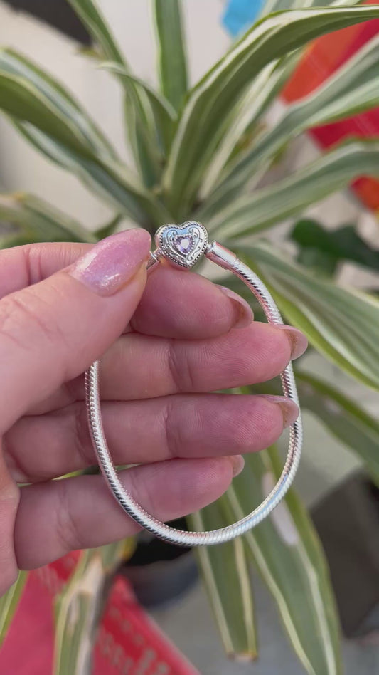 Pulsera cierre corazón con circonia 19 cm de largo